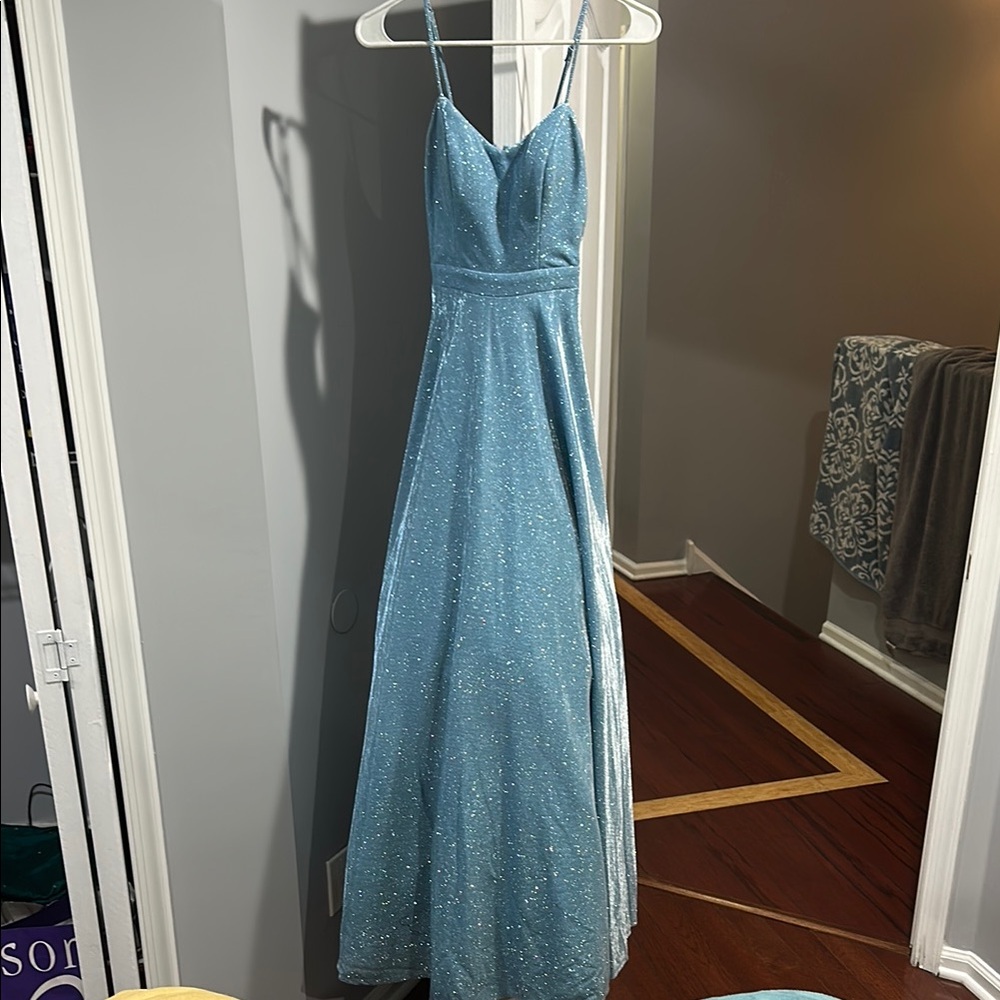 Macy's Blue Glitter Prom Dress